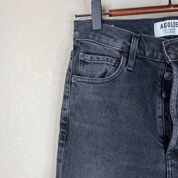 Agolde Nico Jean Virtue Black High Rise Slim Fit Denim Button Fly Womens Size 25 - Picture 2 of 13